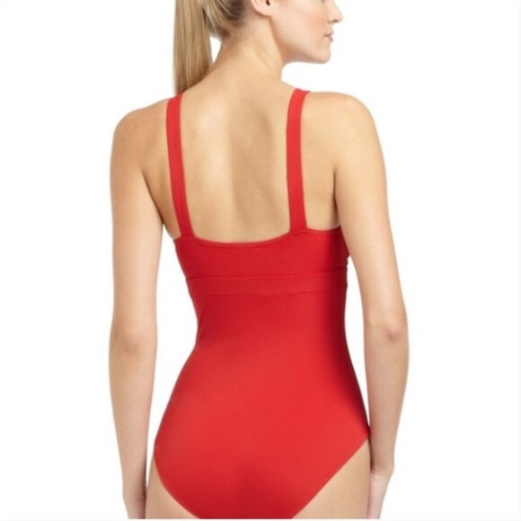 SPANX Red V-Neck Shaping & Tummy Control One-Piece Swimsuit - 14 - Picture 2 of 13